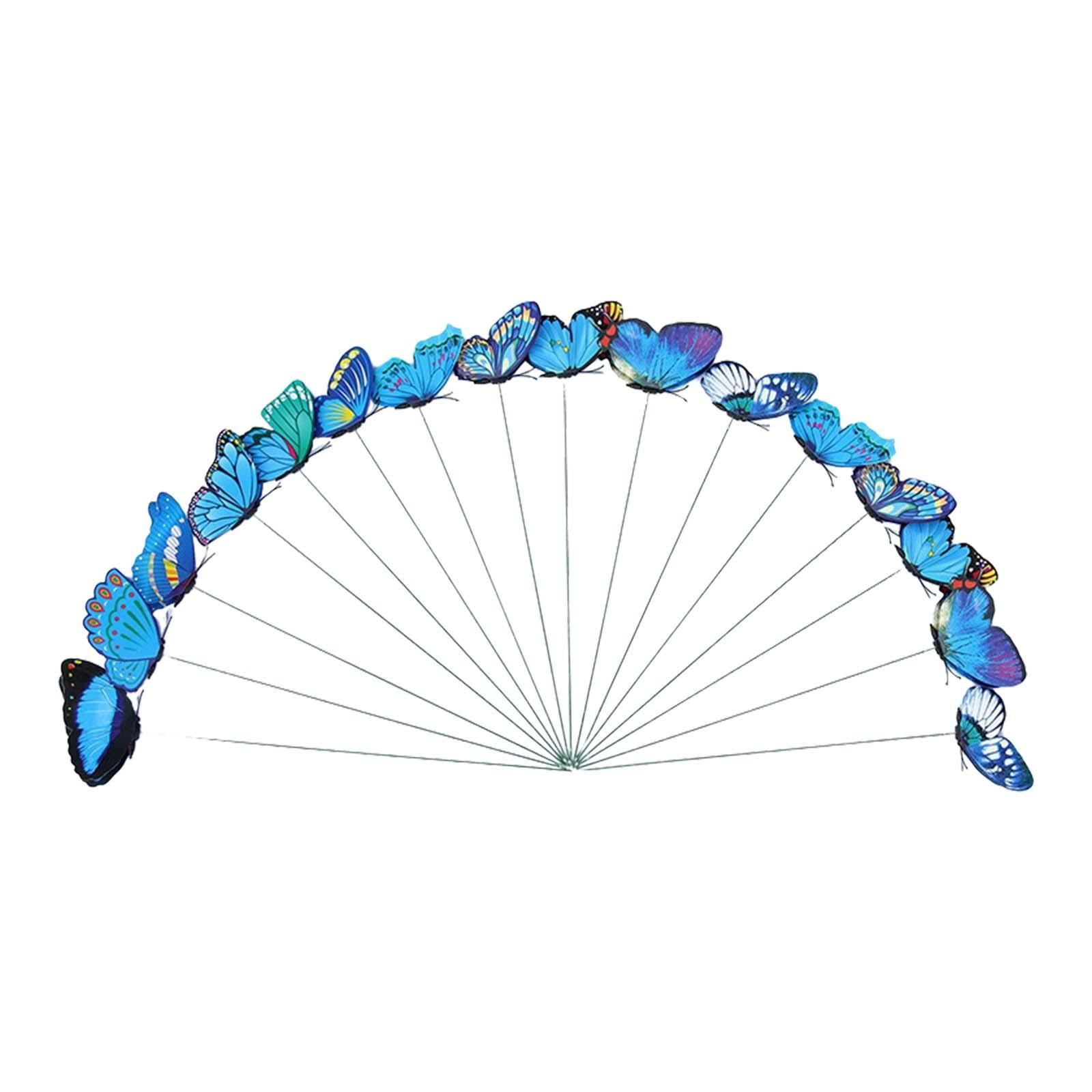 Ioensy - 24 Estacas Para Jardín Con Forma De Mariposa, Para Inauguración De La Casa, Decoración De Patio Con Mariposas, Para Exteriores, Color Azul