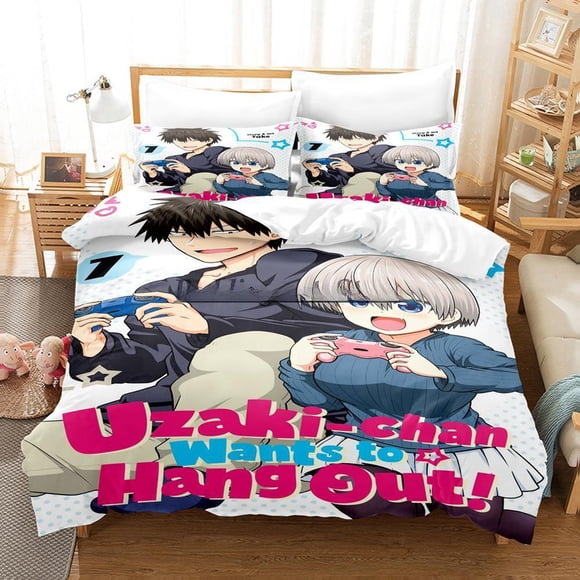 New Anime Uzaki-chan Wants to Hang Out! Bedding Set Single Twin Full Size Bed Set Adult Kid Bedroom Duvet cover Sets Bed Sheets