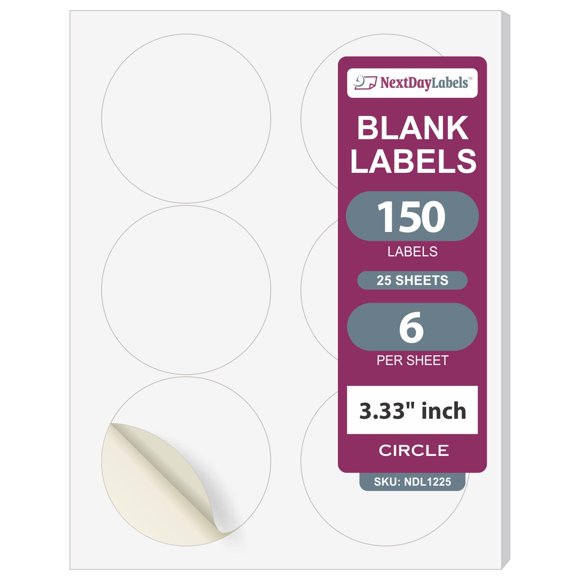 Etiquetas redondas NextDayLabels 8,5 cm - 6 por hoja