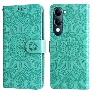 Funda Tipo Cartera Foxdock Para Vivo Y04 , Diseño Girasol En Relieve, Cuero Pu, Cierre Magnético, Soporte Y Tarjetero