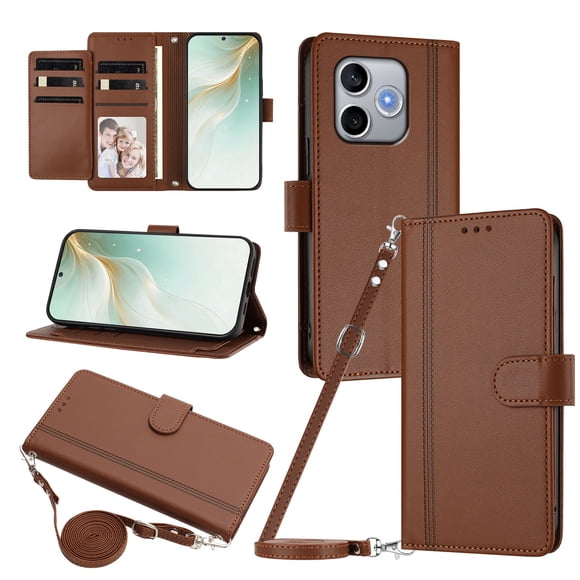 Honor 600 Smart Funda Billetera con Cierre Magnético, Marrón