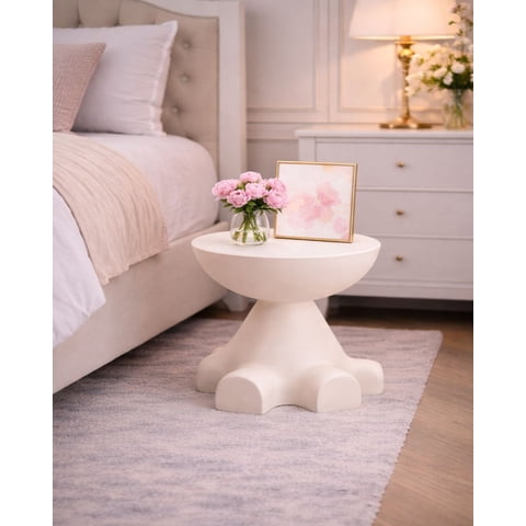 Todo Para El Hogar - El Guardián Sentado Mesa De Arrimo Escultural Blanco Invierno