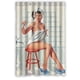thumbnail image 1 of Cortina de ducha de lona con ganchos, diseño de chica guapa bañándose, estilo retro vintage, estilo pin-up, para baño, 48 x 72 pulgadas, 1 of 3