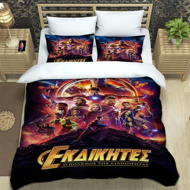 v1546 Bed Sheets The Avengers Cartoon Bedding Sets exquisite bed supplies set duvet cover bed comforter set bedding set luxury birthday gift 3-Piece Bedding Set (1 Duvet Cover + 2 Pillow Shams) Bed Sh