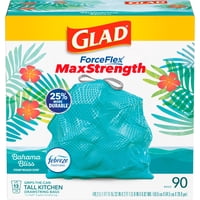Bolsas De Basura Glad Forceflex Maxstrength De 13 Galones Y 90 Quilates, Color Verde Azulado