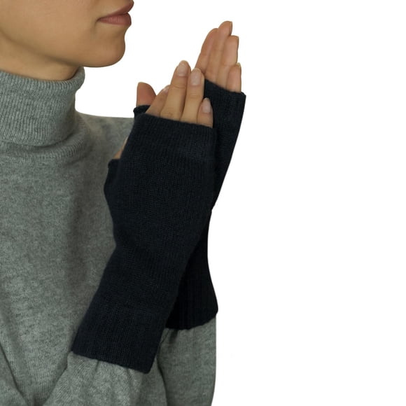 Mitones Sin Dedos Para Mujer 100% Cachemira Negro
