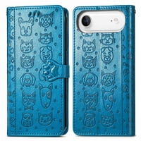 Funda Cartera Foxdock Para Iphone Air , Flip Pu Con Relieve De Gatos Y Perros, Tarjetero Y Soporte