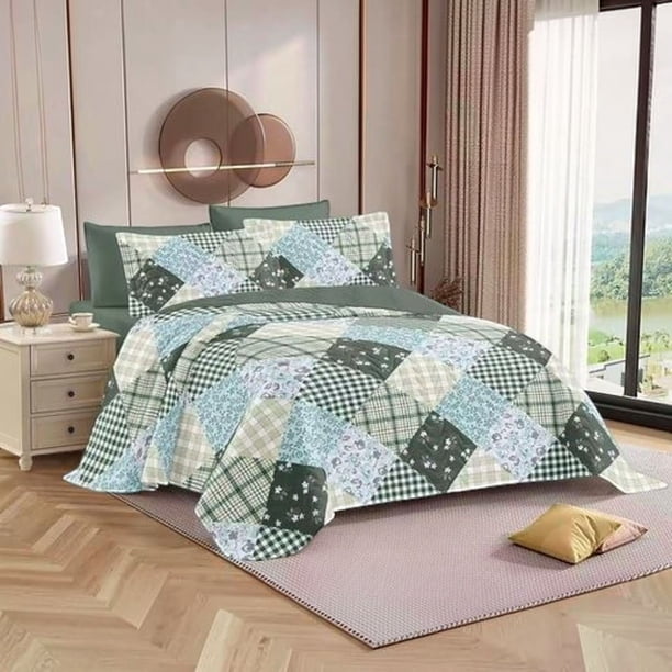 Cubrecama Quilt De Verano De 2 Plazas Medida 230x250cm Delgado + 2 Fundas De Almohada CMV2P-GS-48