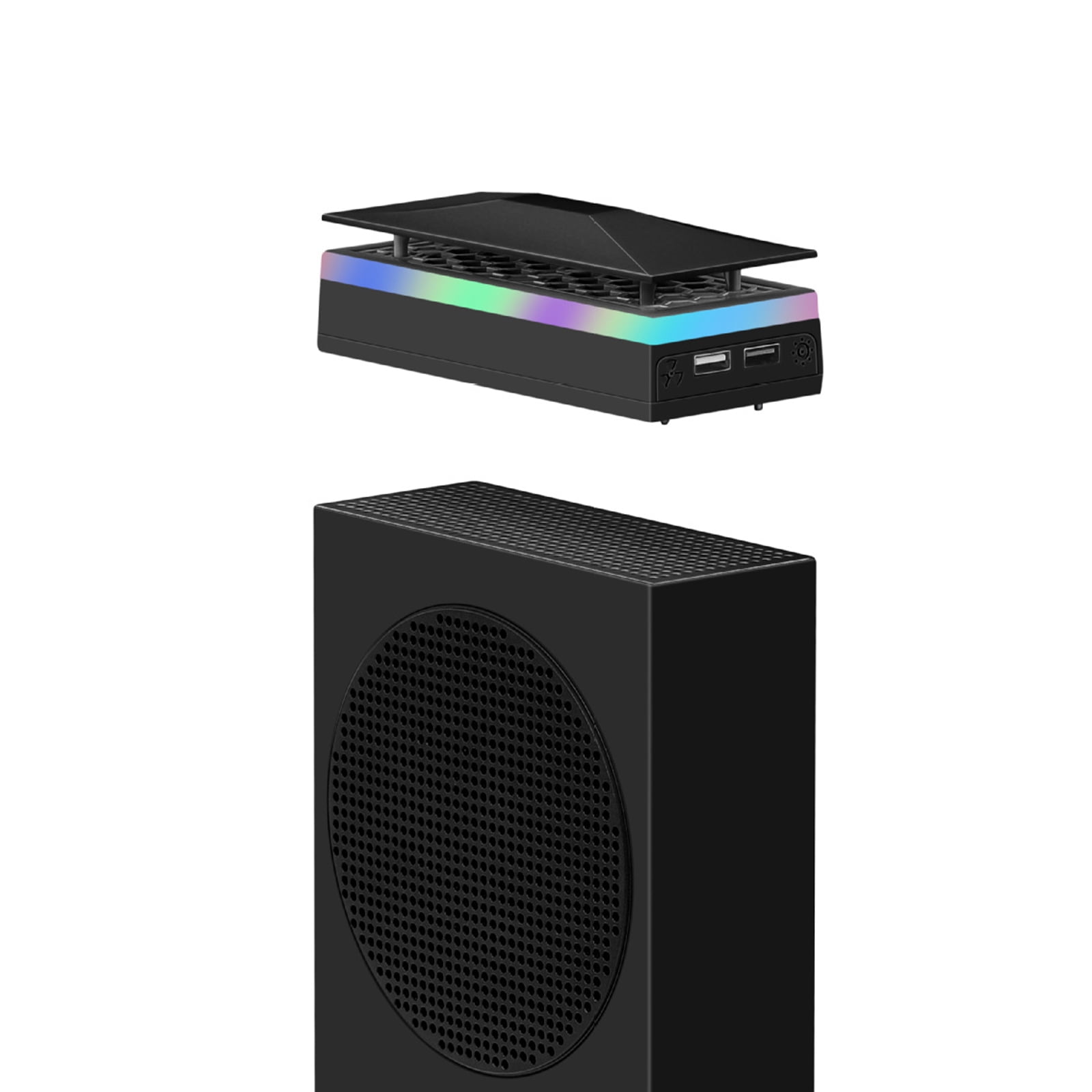 Genérico - Ventilador Rgb Para Xbox Series S, Sistema De Refrigeración Con Velocidad Ajustable En 3 Niveles, Tira De Luz Rgb De 7 Modos, Filtro De Polvo, Bajo Ruido Y 2 Puertos Usb
