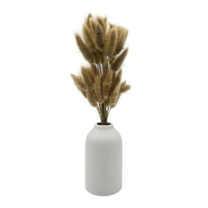 Fliperex - Florero De Ceramica Decorativo Blanco Ovalado Flores Secas Blanco