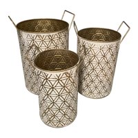 Bric - Maceteros Blanco Y Dorado Set De 3