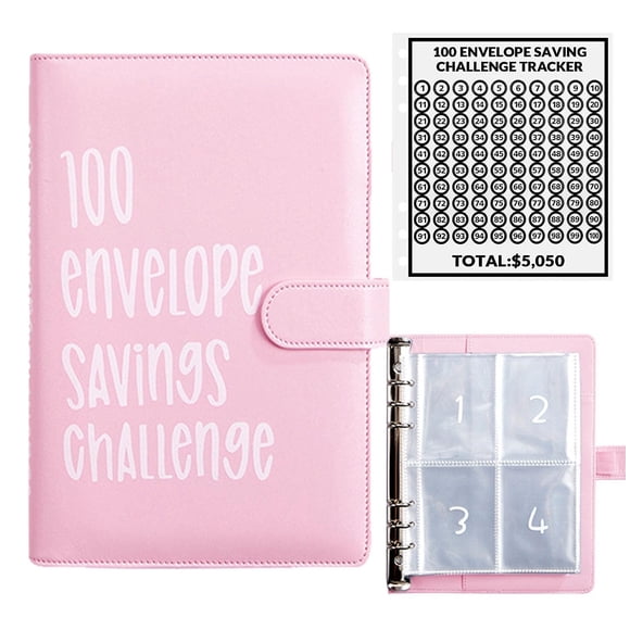Carpeta Money Saving Challenge 100 Sobres Color Rosa