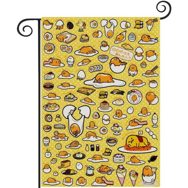 Gudetama Huevo Perezoso-bandera de jardín temática. Regalo perfecto para fans, amigos y familiares, ideal para actividades al aire libre y decoración de fiestas.28CM*45CM