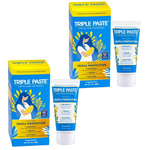 Crema para dermatitis del pañal, triple pasta, óxido de zinc, 90 ml (paquete de 2)