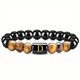 thumbnail image 1 of Natural Tiger Eye Stone 26 Letters Obsidian Elastic Rope Bracelet For Men, 1 of 5