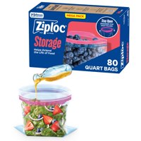 Ziploc - Bolsas De Almacenamiento De Alimentos Con Cierre Hermético De Un Cuarto De Galón, 80 Unidades, Diseñ