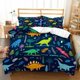 thumbnail image 1 of Little Dinosaurs Dark Quilt Duvet Cover Set Queen Bed Linen Home Textiles 3-Piece Bedding Set, 1 of 5