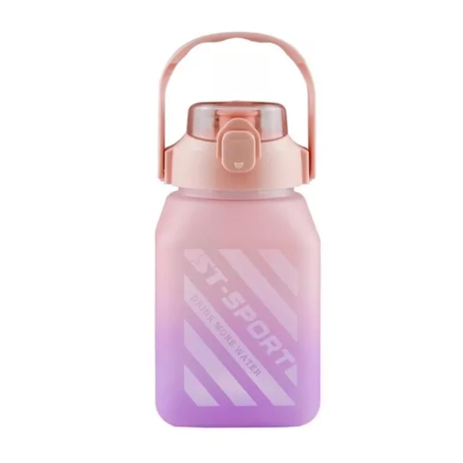 Genérico - Botella De Agua Motivacional 1500ml Cuadrada Termo Rosado