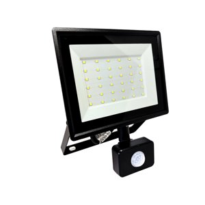 Teimporta - Foco Proyector Led Reflector Con Sensor 50W Ip65 Luz Blanca Negro Blanco Frío