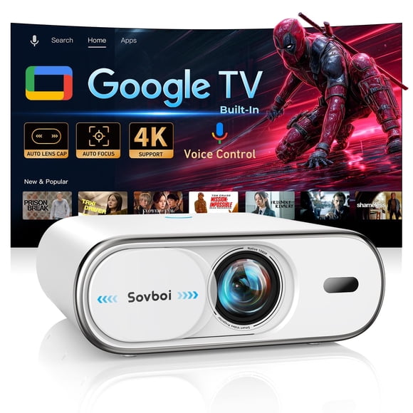 Proyector Sovboi 4K con Google TV, 3000 lm de brillo, WiFi