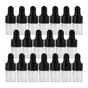 Magideal - 20 Piezas Botellas Cuentagotas De Vidrio Vacías Con Cuentagotas Viales Dispensadores Recargables Para Aceites De Perfume Extracto Líquido Aceite Para , Negro 1Ml Negro Blanco 1Ml