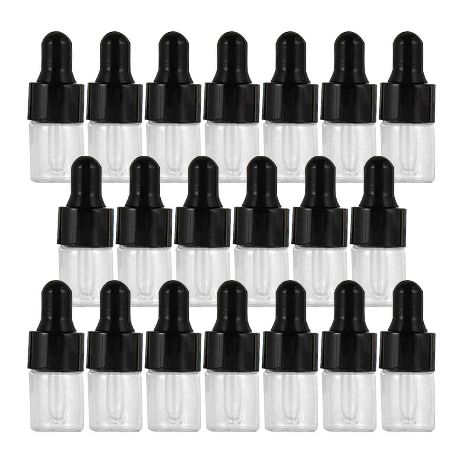 Magideal - 20 Piezas Botellas Cuentagotas De Vidrio Vacías Con Cuentagotas Viales Dispensadores Recargables Para Aceites De Perfume Extracto Líquido Aceite Para , Negro 1Ml Negro Blanco 1Ml