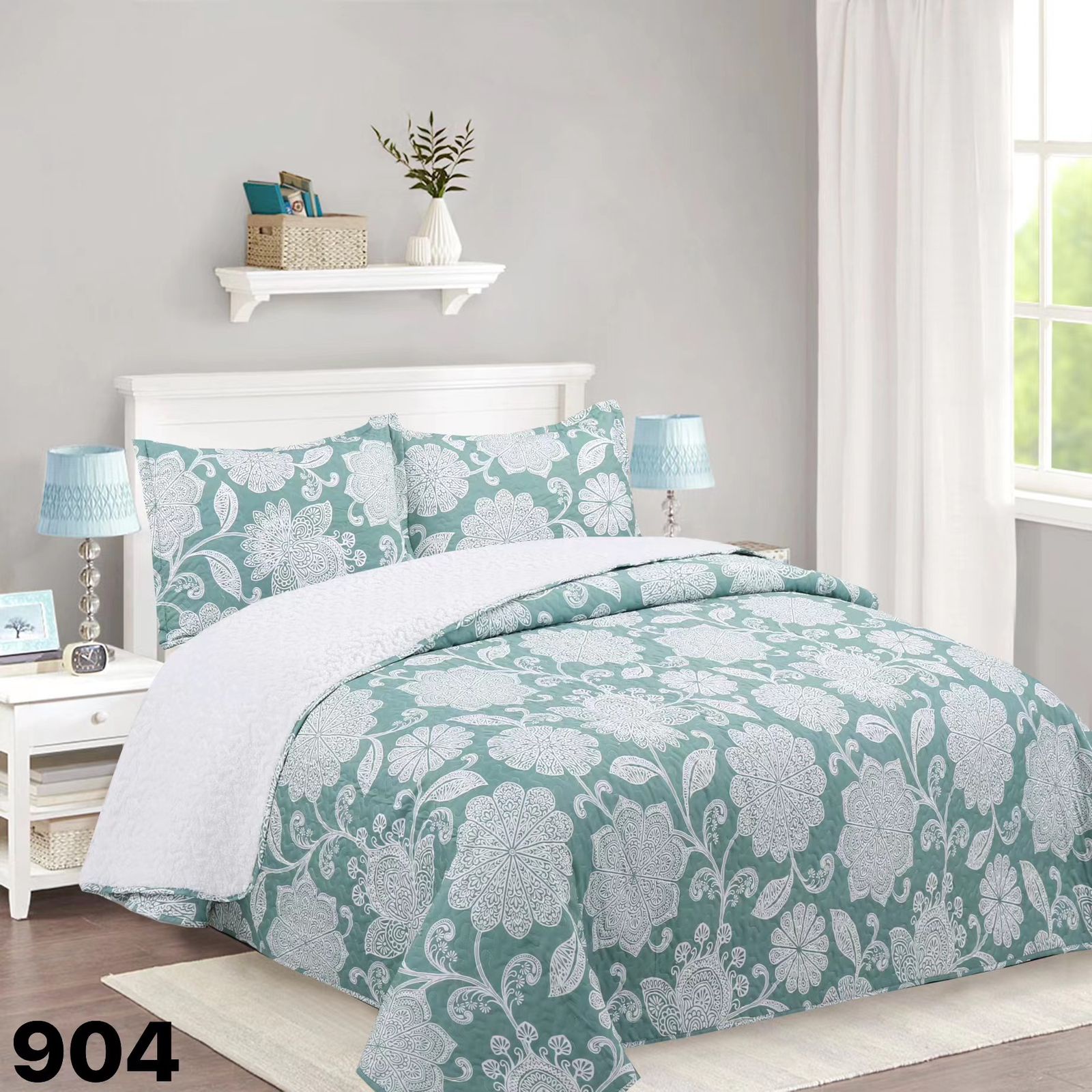 Genérico - Cubrecama Quilt Sherpa 2 Plazas - Calipso Floral M904