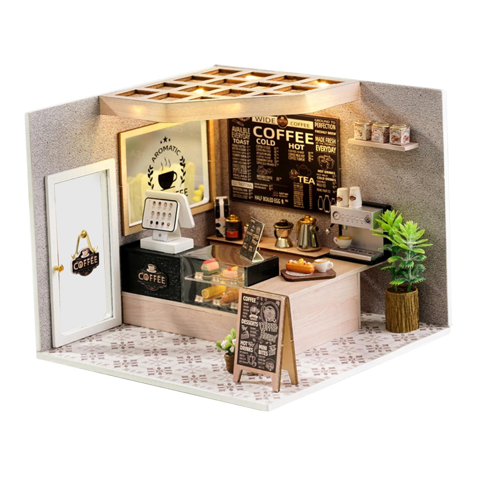 Bothyi - Casa De Muñecas Kit De Bricolaje Kit De Muebles En Miniatura Habitación Creativa Niños Adultos Café