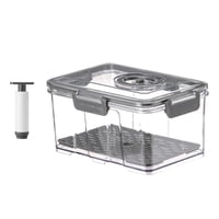 Magideal - Organizador De Almacenamiento De Alimentos Pp Con Tapa Rectangular A Prueba De Humedad Despensa Contenedor De Vacío Portátil Sellador Al , Gris 2.5L