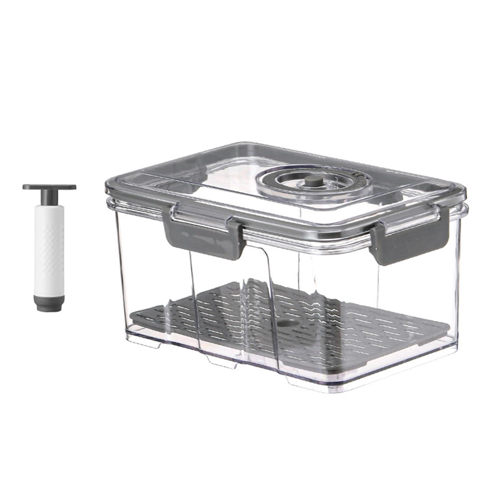 Magideal - Organizador De Almacenamiento De Alimentos Pp Con Tapa Rectangular A Prueba De Humedad Despensa Contenedor De Vacío Portátil Sellador Al , Gris 2.5l