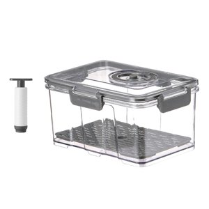 Magideal - Organizador De Almacenamiento De Alimentos Pp Con Tapa Rectangular A Prueba De Humedad Despensa Contenedor De Vacío Portátil Sellador Al , Gris 2.5L