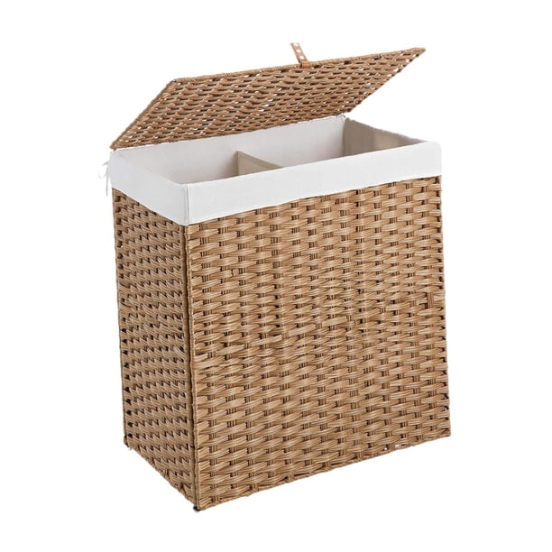 Cesta De Lavandería Grande 2 Divisores Cosculador De Lavandería Para El Dormitorio De La Sala De Estar Amarillo