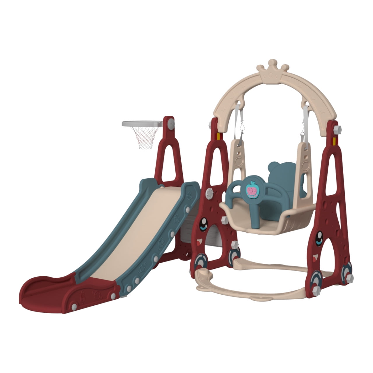 Columpio Infantil 3 En 1 KINSPORY, Con Arnés De Seguridad Y Asa En T, Ajustable De 80 A 160 Cm, Para Interior Y Exterior, De 6 Meses A 6 Años, Rosa Oscuro