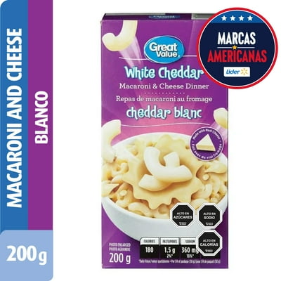 Macarrones Y Queso Cheddar Blanco 200 G Great Value
