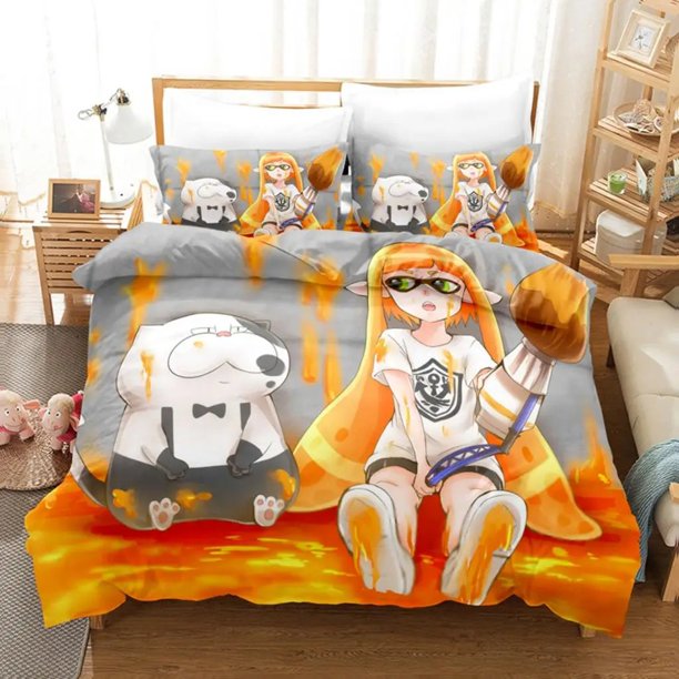 Splatoon Bedding Set Kawaii Boysgirls Bed Set Aldult Boys Bedroom Duvetcover Sets 011 Bed Sheets