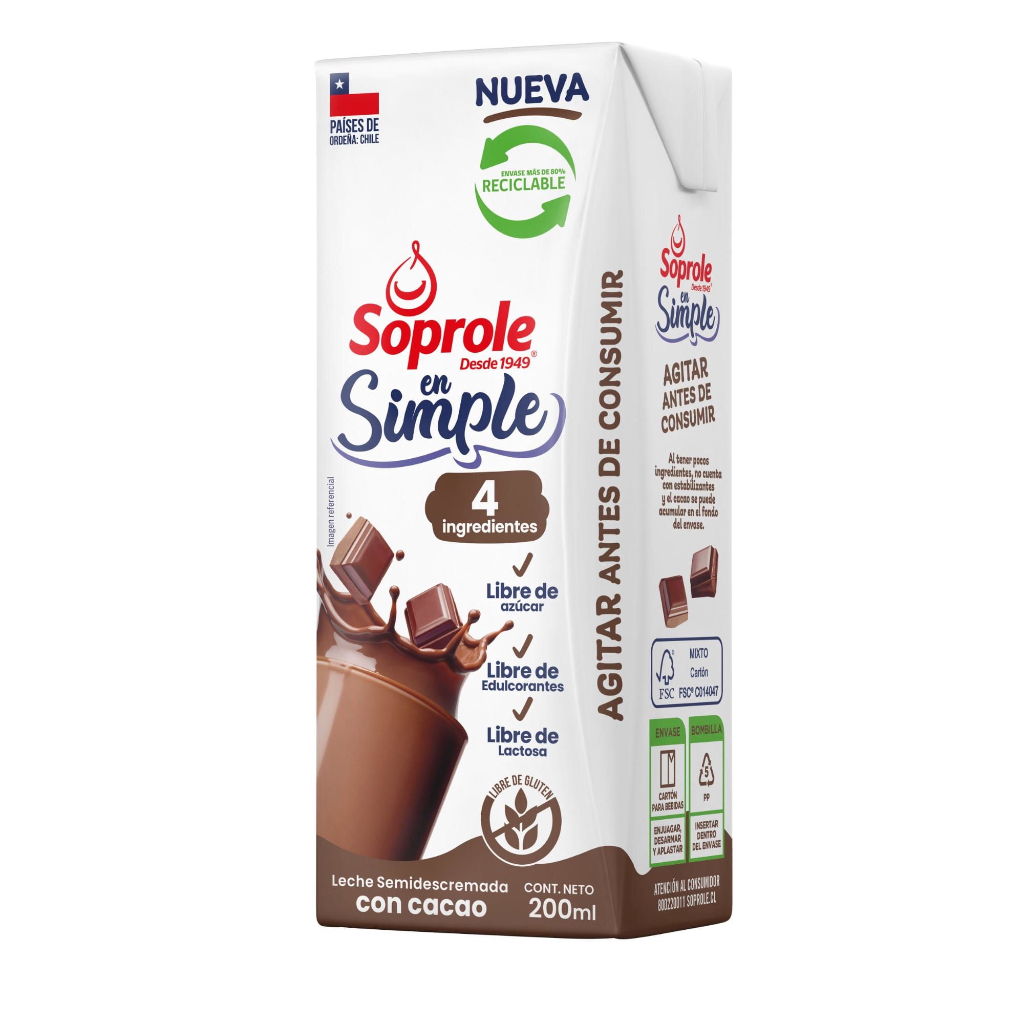 Leche Chocolate Simple 200 ml Soprole