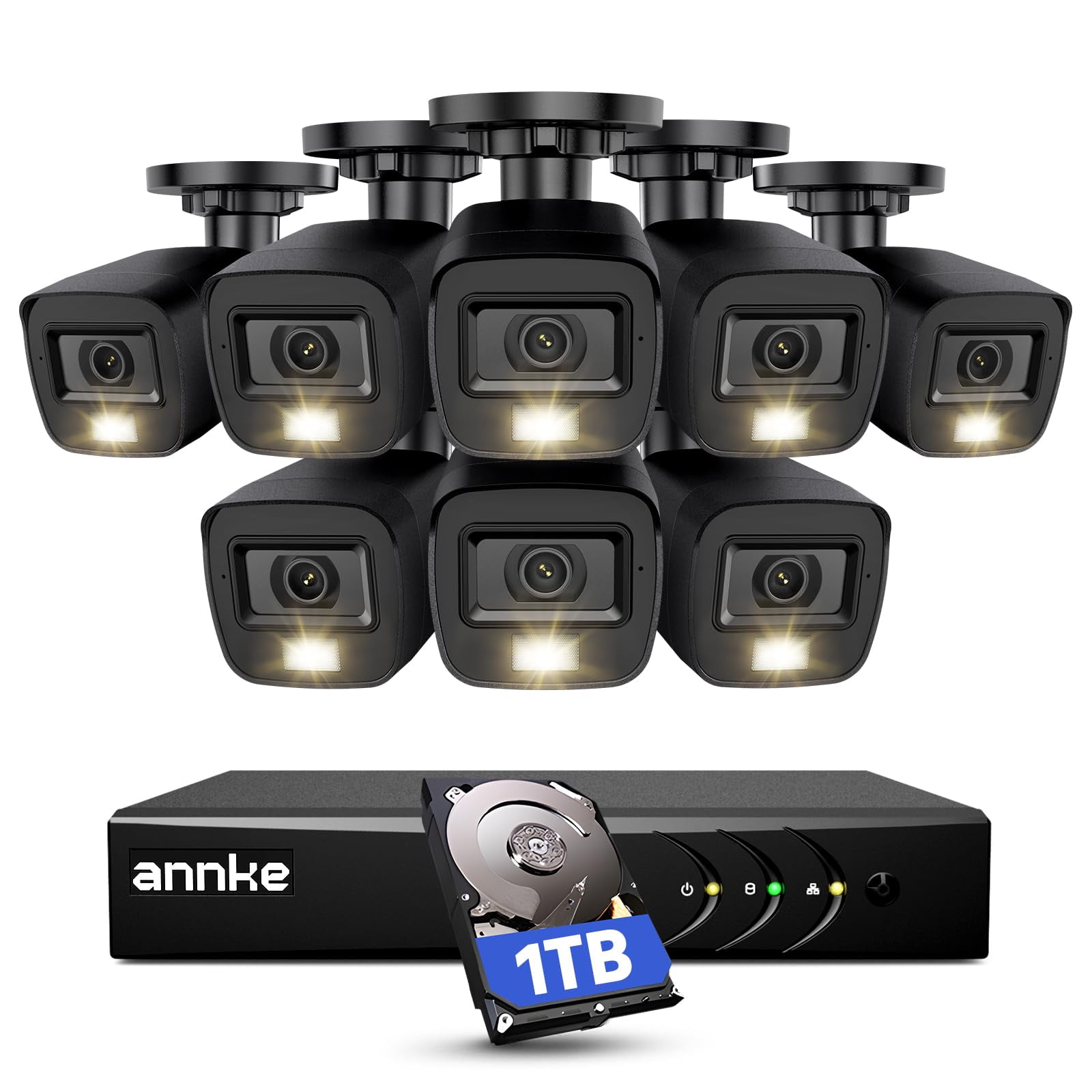 Sistema De Cámara De Seguridad Annke E200 8ch Dvr 8x 2mp Ip67 1tb