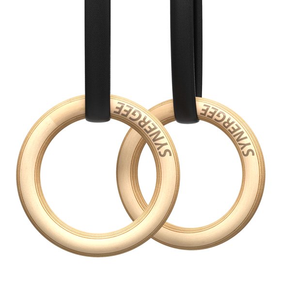Anillos de gimnasia Synergee Wood Olympic 1 Grip con correas