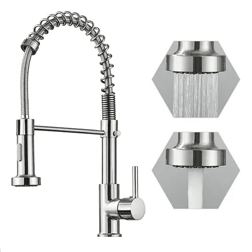 Llave Monomando Lavaplatos Cocina Grifo Flexible Plateado