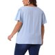 thumbnail image 3 of Agnes Orinda Blusa de Chifón de Verano con Cuello en V, Hombro Fruncido y Mangas con Volantes para Mujer de Talla Grande 1X Azul, 3 of 5