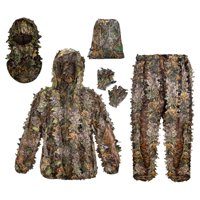 Magideal - Traje Ghillie Máscara De Cara Completa Guantes Conjunto Traje Capucha Pantalones Woodland Chaqueta Ligera Traje De Camuflaje 3D Frondoso Para Hallowee , Xl Xxl Xlxxl