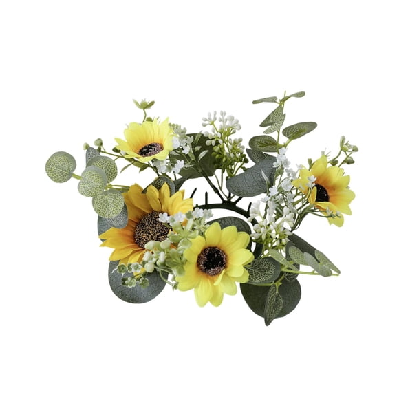 Corona De Girasol Con Velas, Corona Floral Moderna Para La Habitación De Vacaciones De Invierno
