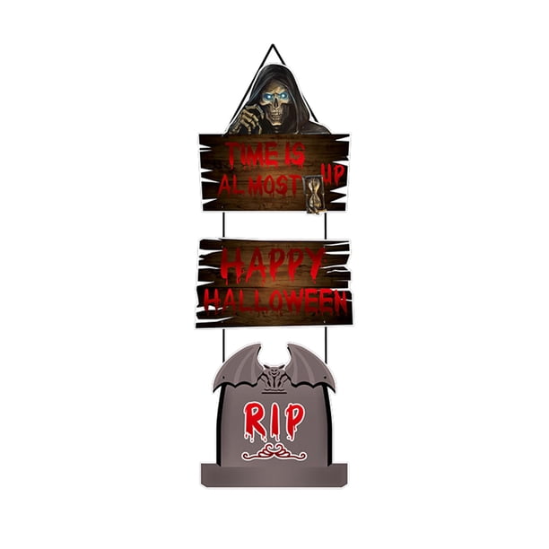 Letrero para porche, letrero colgante de Halloween, adorno artístico de otoño, accesorios colgantes para puerta, decoración de Halloween, letrero para Estilo A