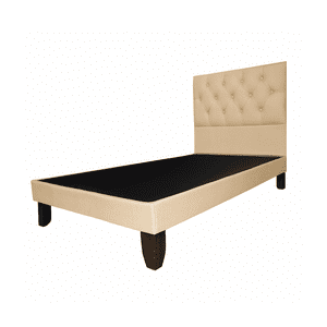 Mueblart - Base De Cama Con Respaldo A Piso 1.5 Plazas Beige Eco Cuero
