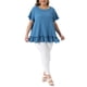 thumbnail image 2 of Agnes Orinda Mujeres Tallas Grandes Escuela Universidad Día de San Patricio Tops Dobladillo en Capas Cuello Redondo Camisetas de Manga Corta Blusa Casual de Verano Flowy 4X Azul, 2 of 6