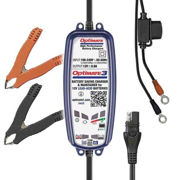Cargador de batería OptiMate3 0.8A para batería de plomo-ácido de 12 V