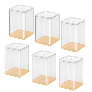 Magideal - 6X Escaparate Transparente Decoración A Prueba De Polvo Organizador De Almacenamiento Apilable Multiusos Para Muñeca Dormitorio Joyería Sala De Estar Amarillo