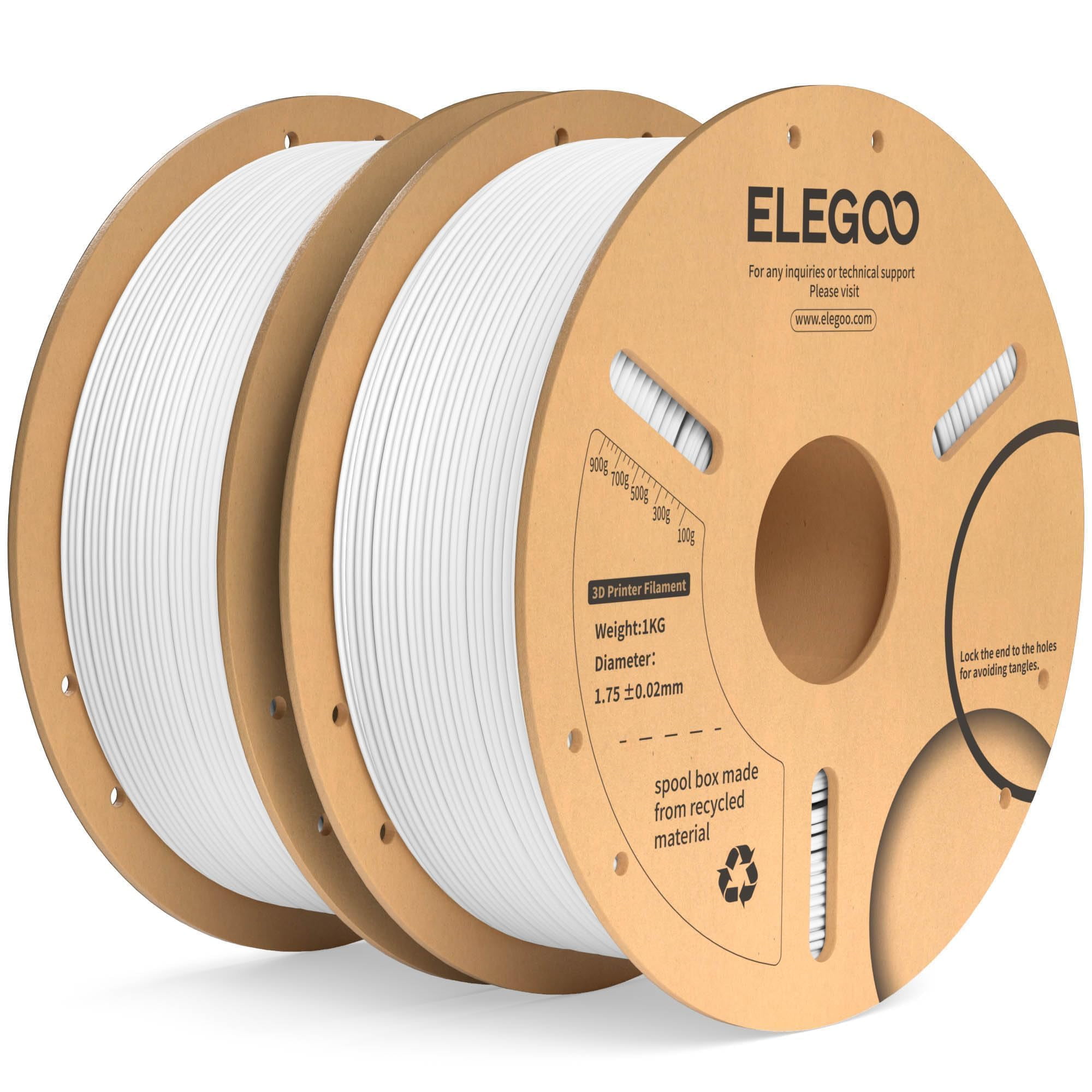 Filamento Para Impresora 3d Elegoo Pla Plus, 1,75 Mm, Blanco, 2 Kg