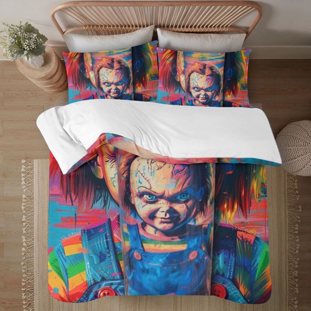 Halloween Chucky Soft 3D Printed Duvet Cover Bedding Set with Comforter Cover 3 Piece Set