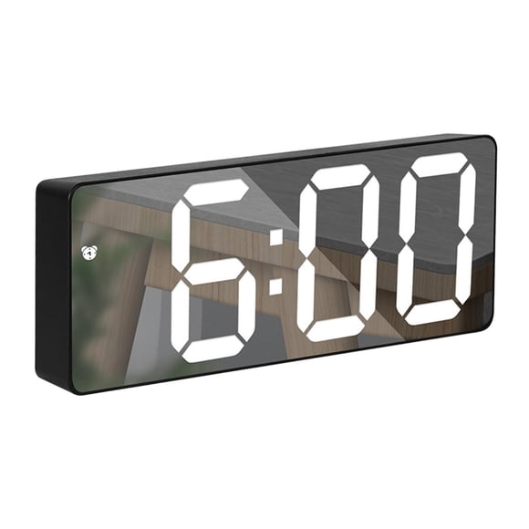 Despertador Snooze Pantalla Grande Escritorio Electrónico Negro Espejo Blanco
